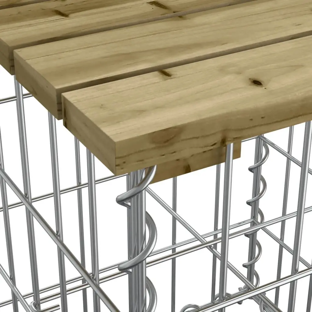 Garden Bench Outdoor Seating Gabion Design Impregnated Pinewood Brown 63x44x42cm
