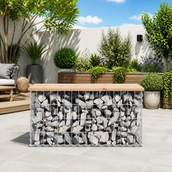 Sturdy Garden Bench with Gabion Base for Outdoor Use
