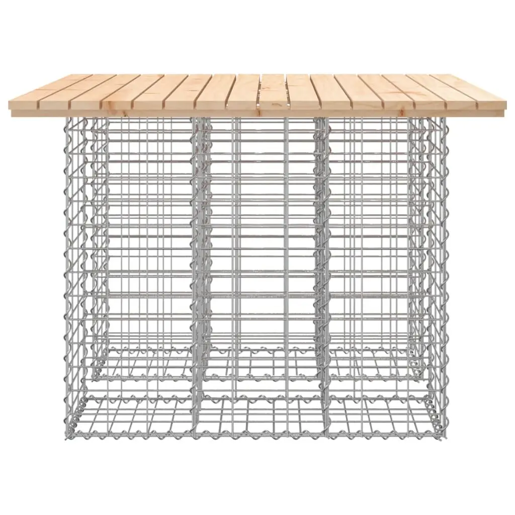 Solid Pinewood Garden Table with Gabion Base for Outdoors