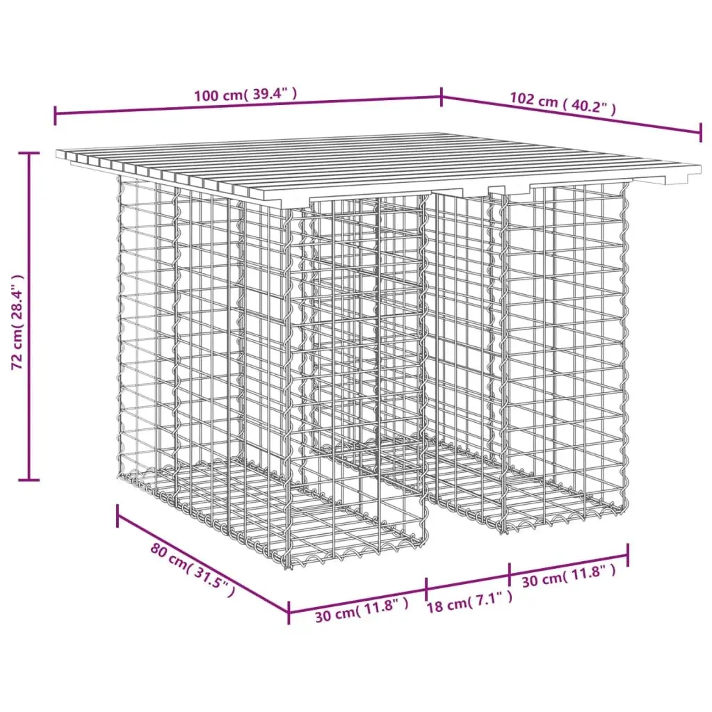 Garden Table Gabion Design Solid Wood Douglas Outdoor Patio Furniture Brown