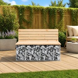 Pinewood Garden Bench with Gabion Base for Outdoors