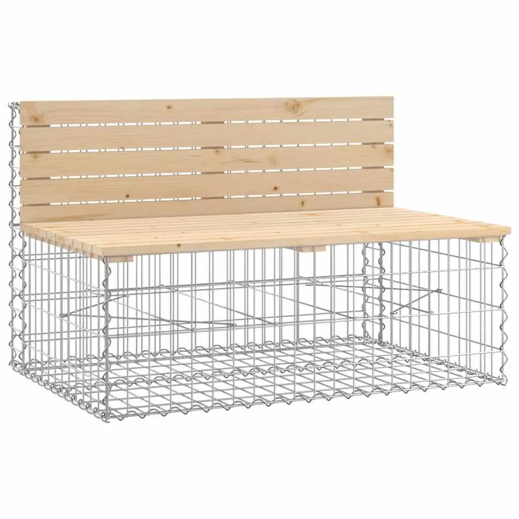 Pinewood Garden Bench with Gabion Base for Outdoors