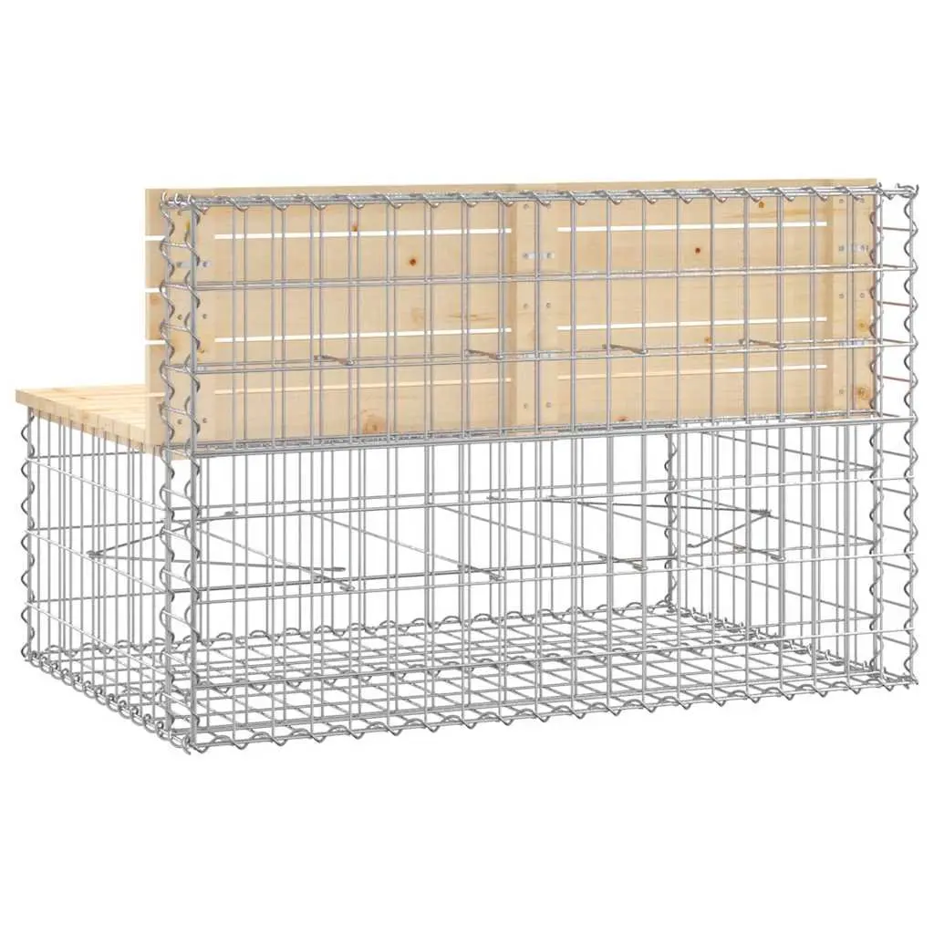 Pinewood Garden Bench with Gabion Base for Outdoors
