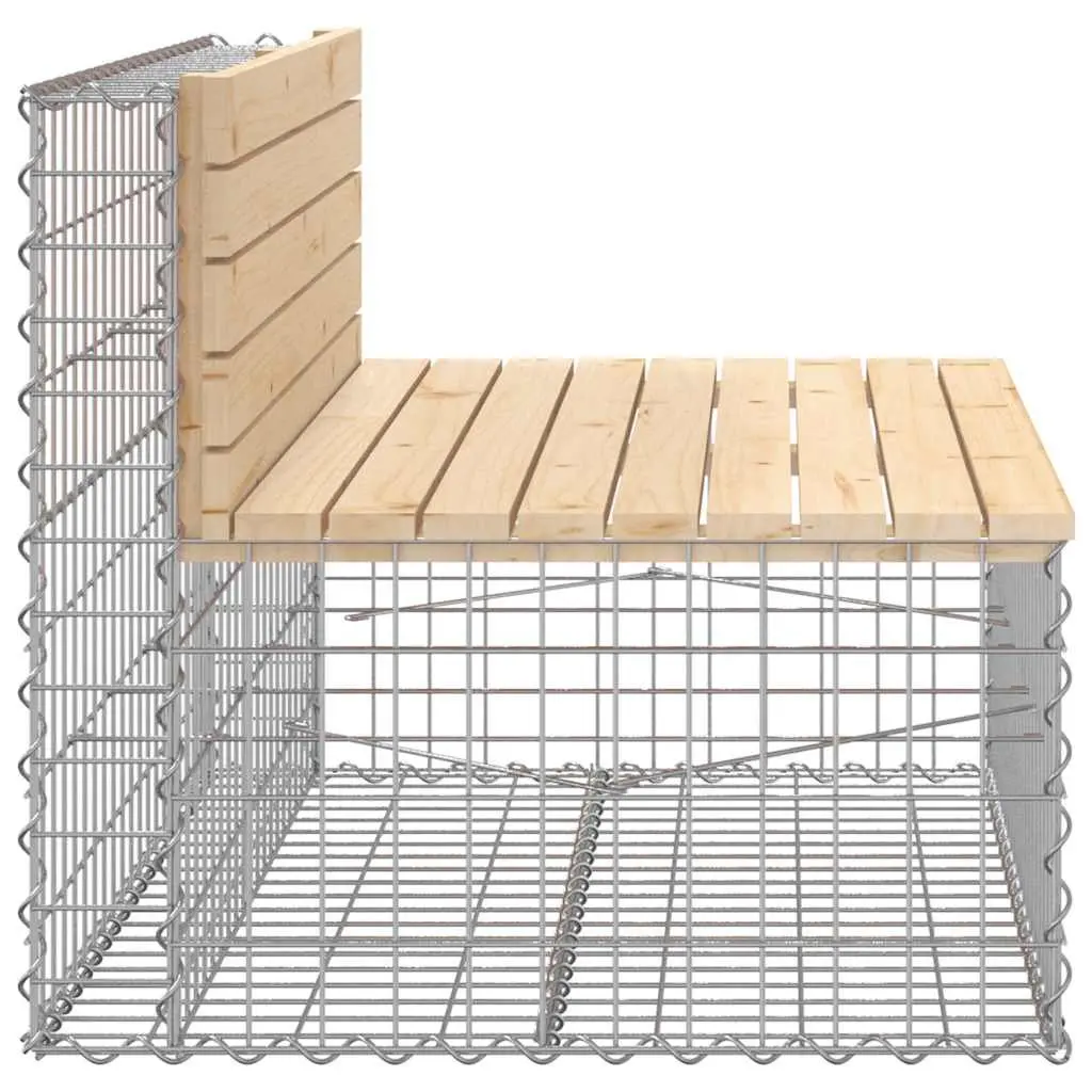 Pinewood Garden Bench with Gabion Base for Outdoors