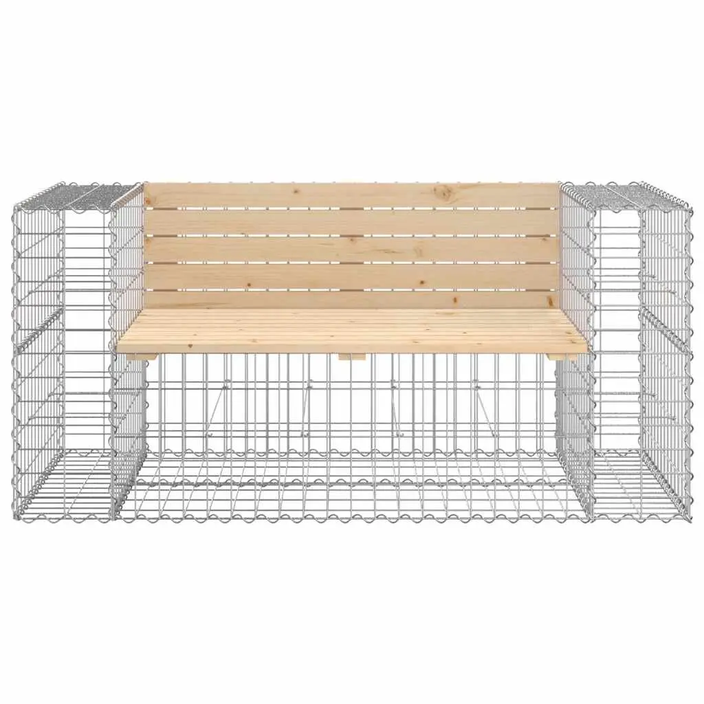 Garden Bench Outdoor Seating Gabion Design Brown Solid Pinewood Backyard Patio