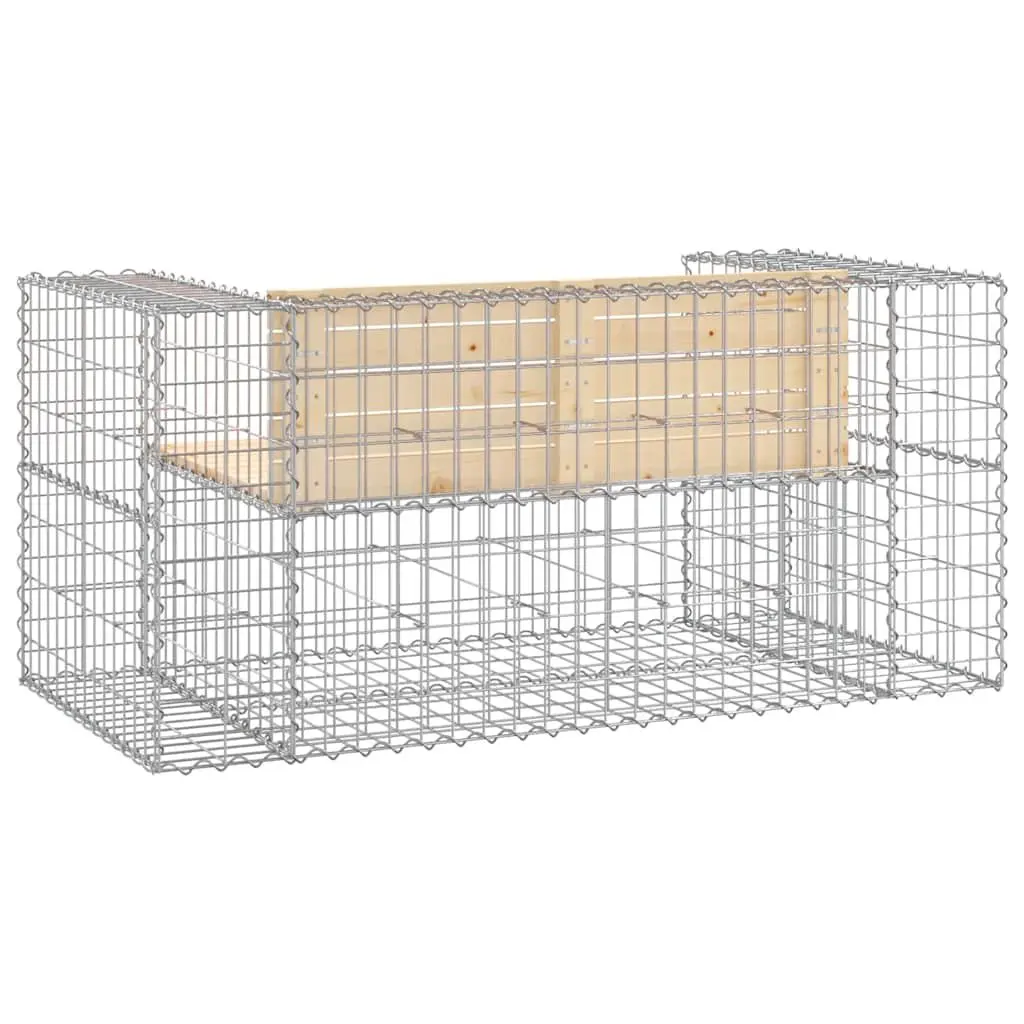 Garden Bench Outdoor Seating Gabion Design Brown Solid Pinewood Backyard Patio