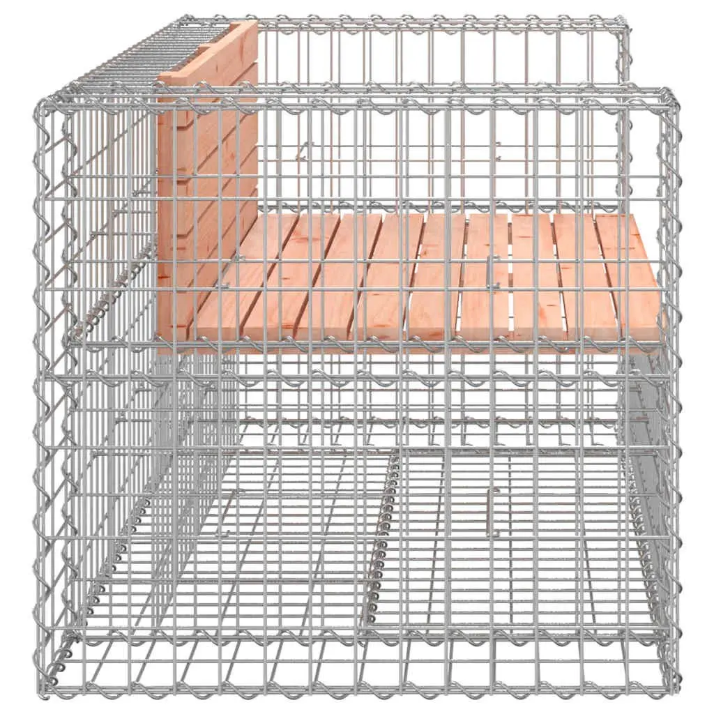 Garden Bench Gabion Design Solid Wood Outdoor Seating 143x71x65.5cm