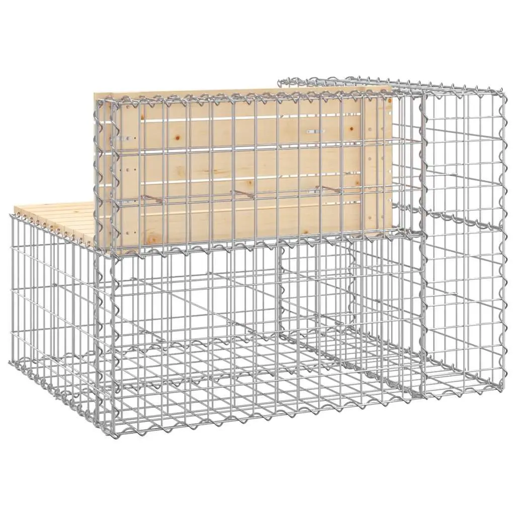 Solid Pinewood Garden Bench with Gabion Base