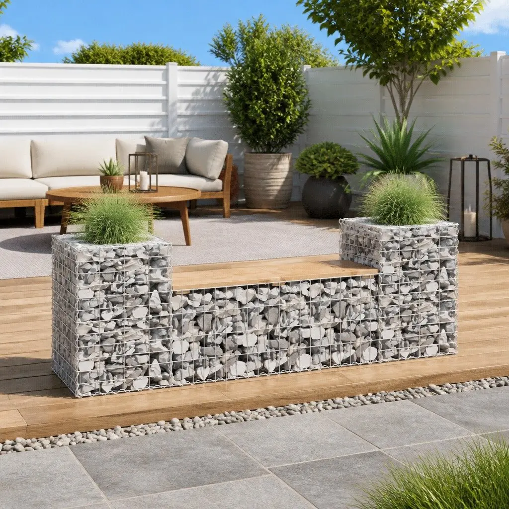 Garden Bench with Planter Boxes for Durable Outdoor Seating