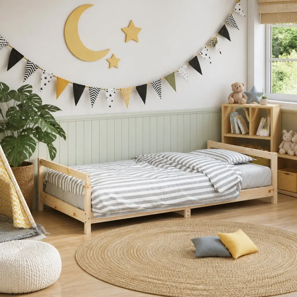 Solid Pine Wood Kids Bed Frame 90x190 cm