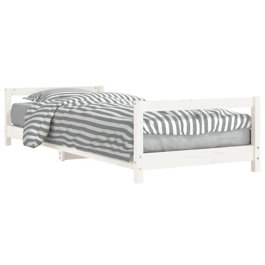 Kids Bed Frame Solid Pine Wood 90x190 cm White