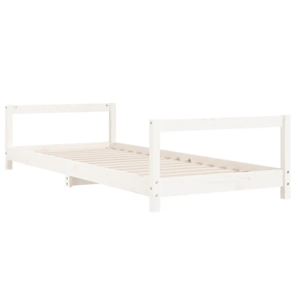 Kids Bed Frame Solid Pine Wood 90x190 cm White