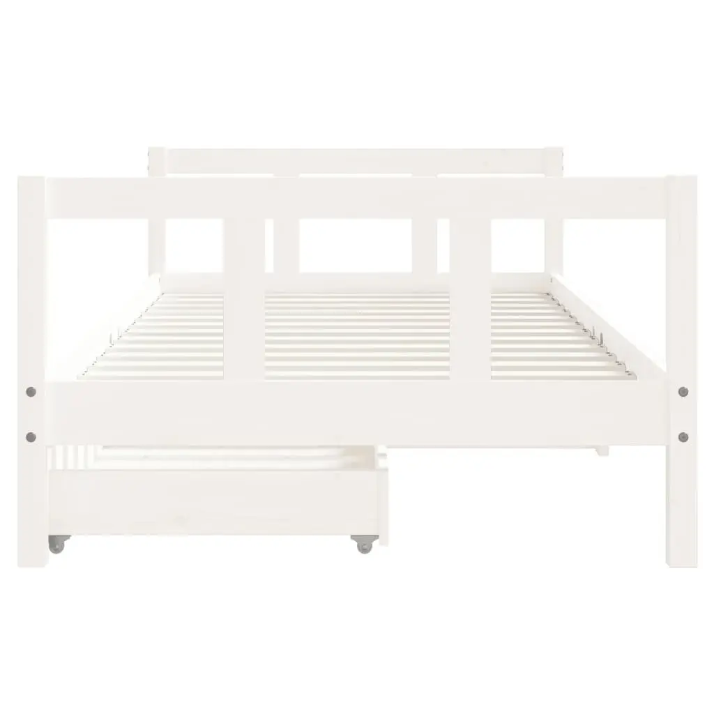 Kids Bed Frame Solid Wood 90x190 cm White with Storage Drawers