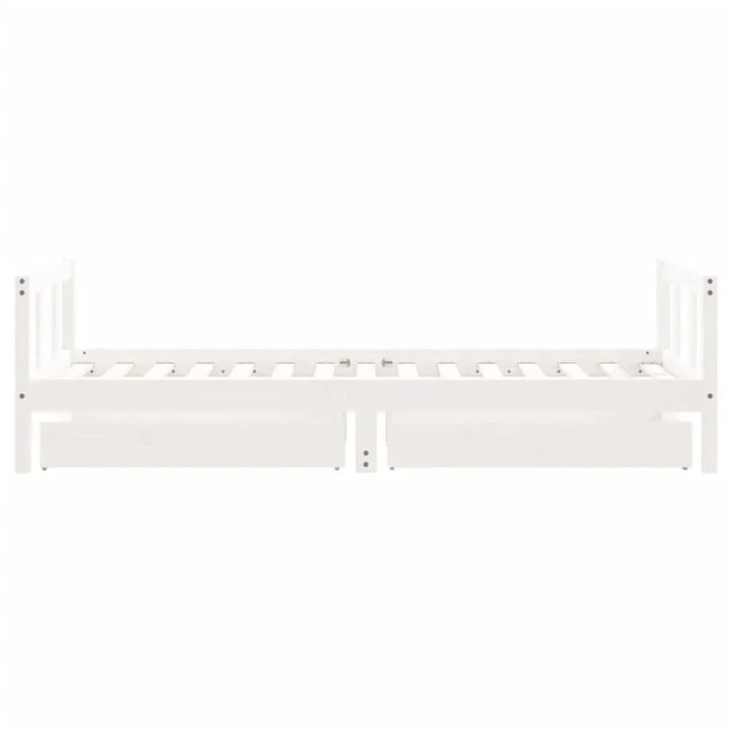 Kids Bed Frame Solid Wood 90x190 cm White with Storage Drawers