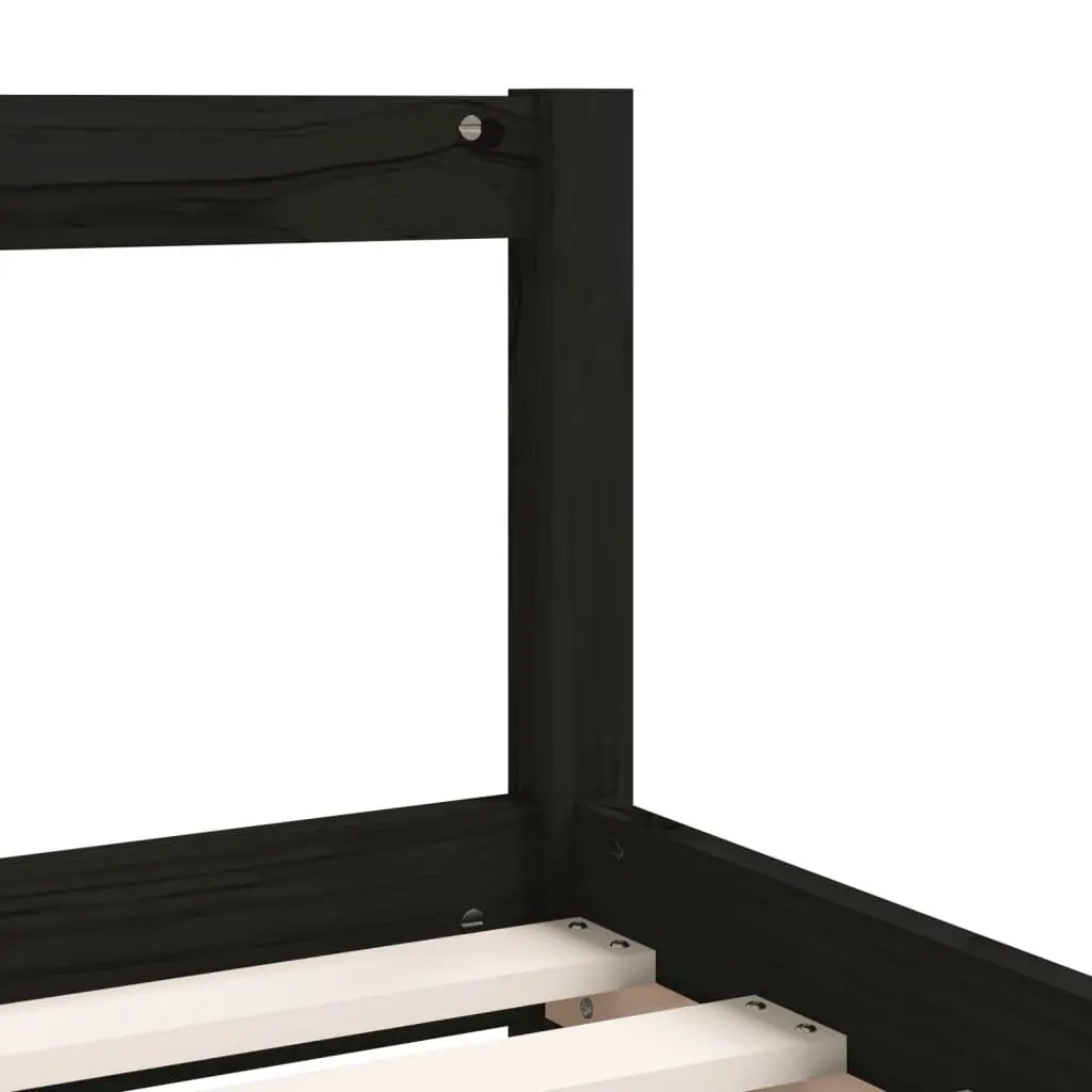 Kids Bed Frame with Storage Drawers Low Height Single Bed Black 90x190cm
