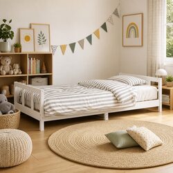 Solid Wooden Kids Bed Frame in White 90x190cm