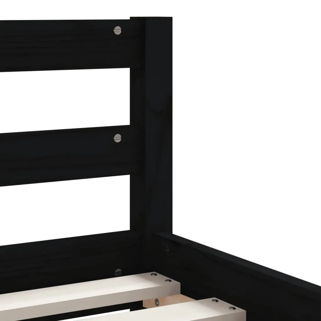 Kids Bed Frame Solid Pine Wood 90x190 cm Black with Storage Drawers