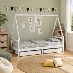 Sturdy House Design Kids Bed Frame with Storage Drawers