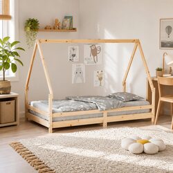 Solid Wood Pine Kids Bed Frame 90x190 cm House Design