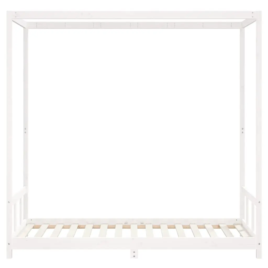 Solid Wood Pine Canopy Kids Bed Frame 90x190 cm White