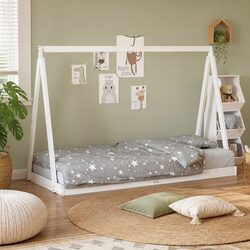 Solid Pine Wood Kids Bed Frame in White - 90x190 cm
