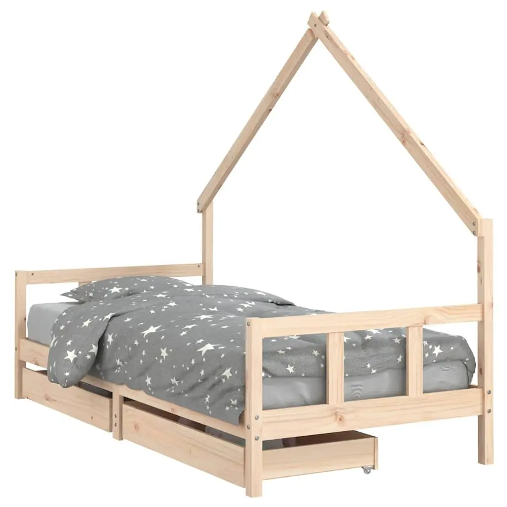 Kids Bed Frame Solid Pine Wood 90x190 cm Brown