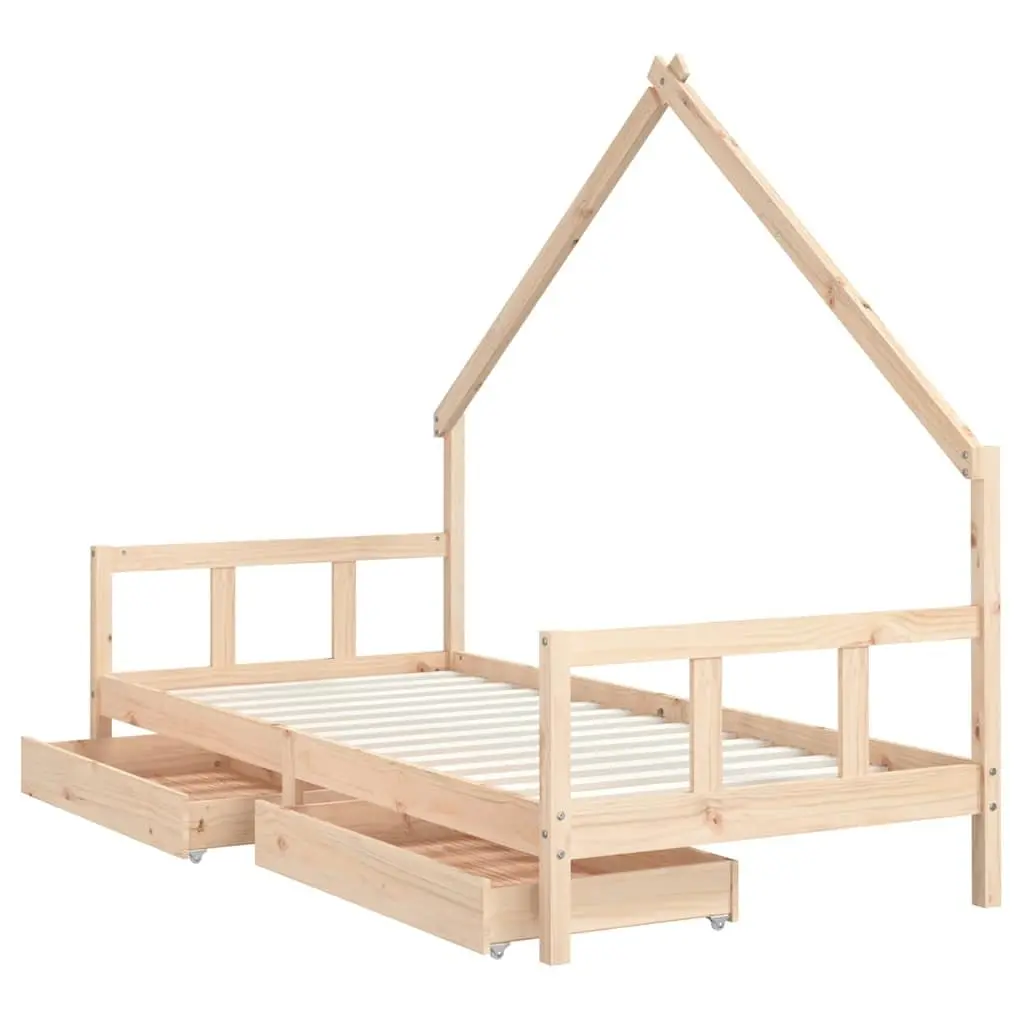 Kids Bed Frame Solid Pine Wood 90x190 cm Brown