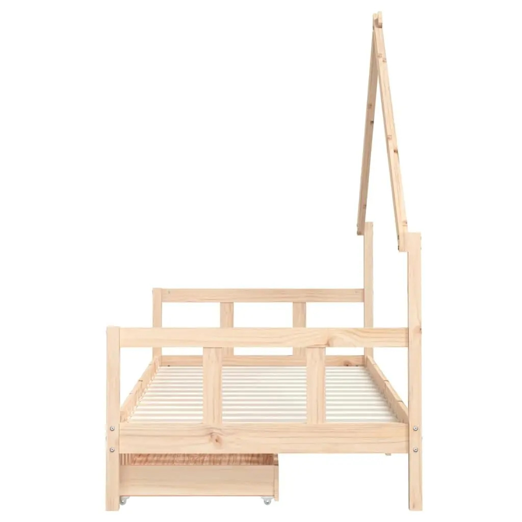 Kids Bed Frame Solid Pine Wood 90x190 cm Brown