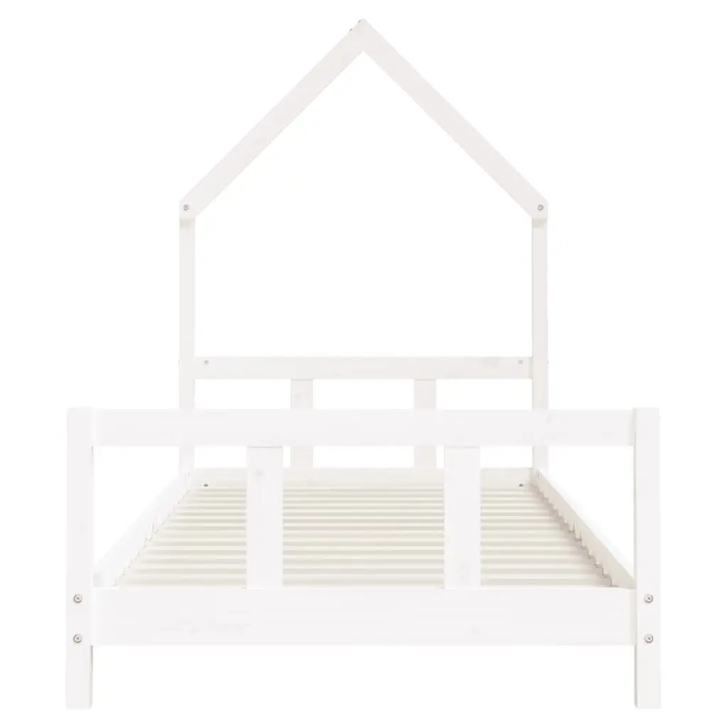 Kids Bed Frame Solid Pine Wood 92x187cm White House Bed