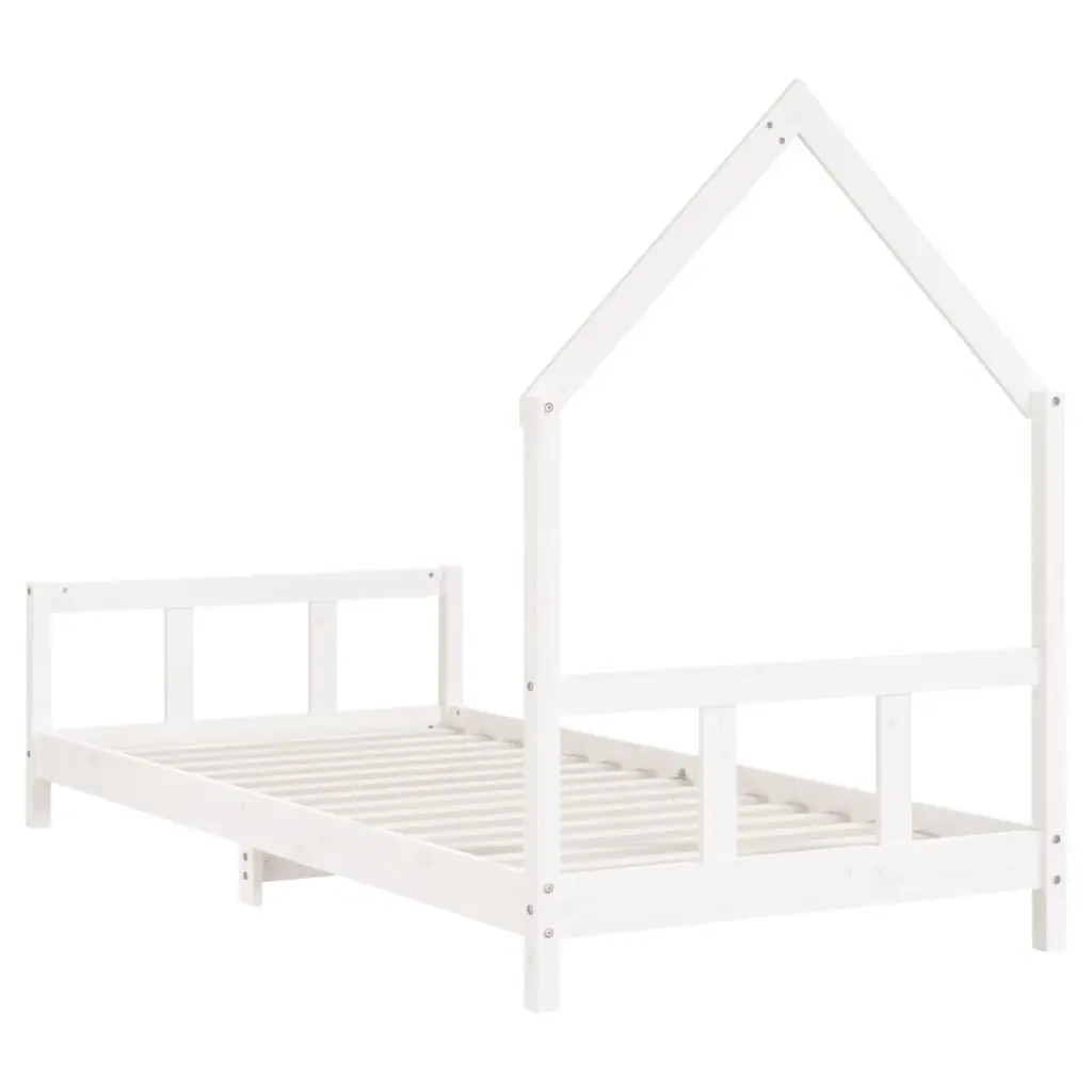 Kids Bed Frame Solid Pine Wood 92x187cm White House Bed