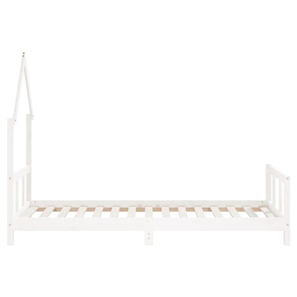 Kids Bed Frame Solid Pine Wood 92x187cm White House Bed