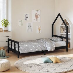 Single House Design Kids Bed Frame in Black