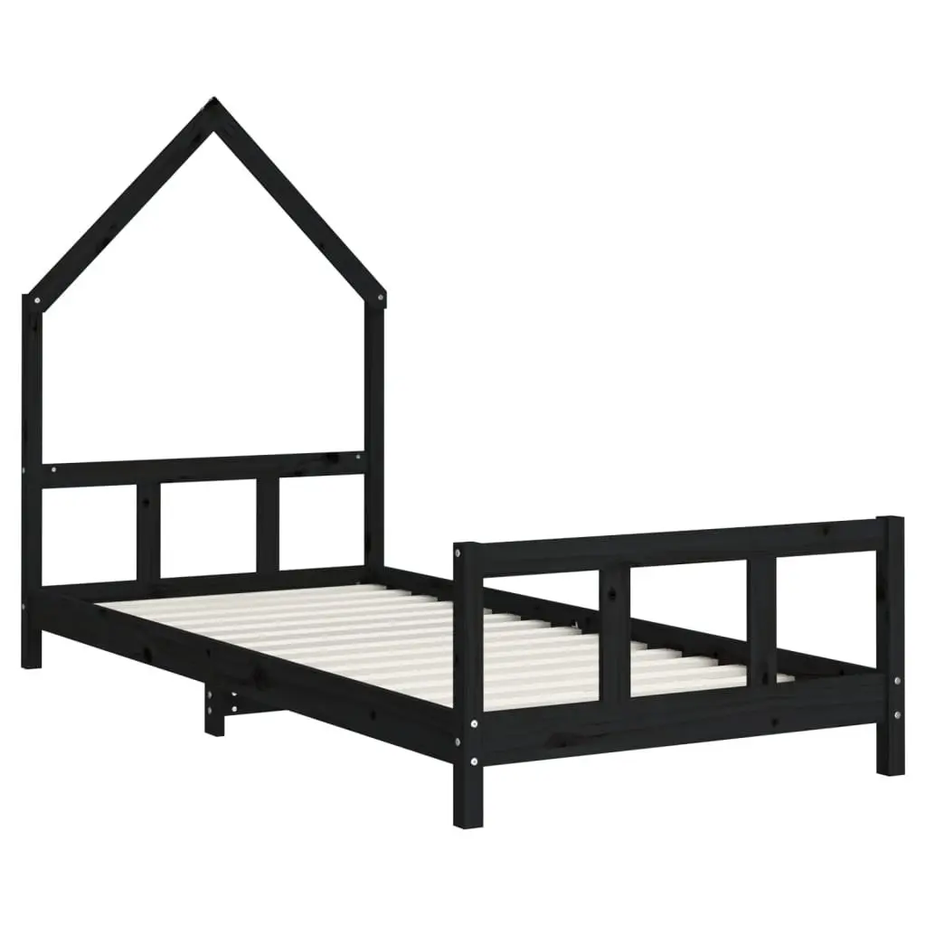 Kids Bed Frame Single House Design Low-Profile Toddler Bedroom Furniture Black