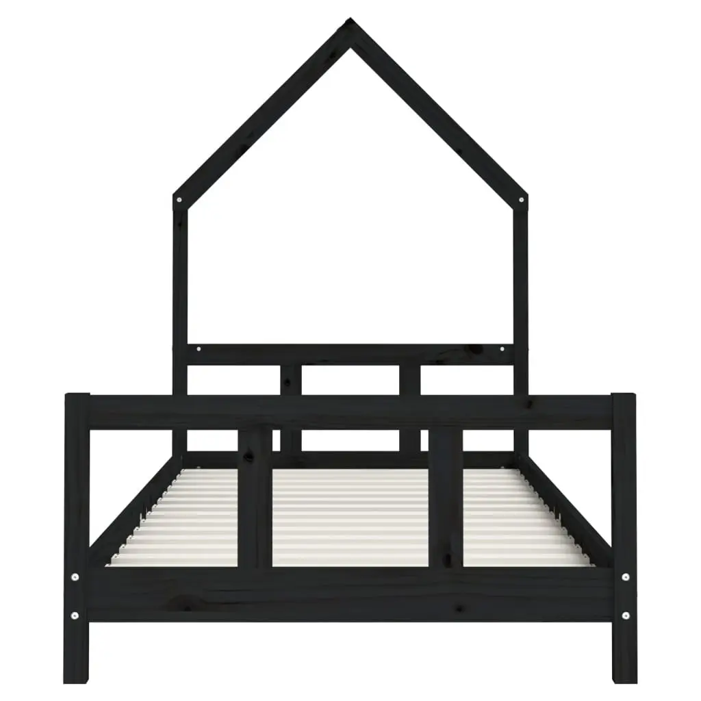 Kids Bed Frame Single House Design Low-Profile Toddler Bedroom Furniture Black