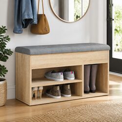 Durable Shoe Bench with Padded Seat for Storage