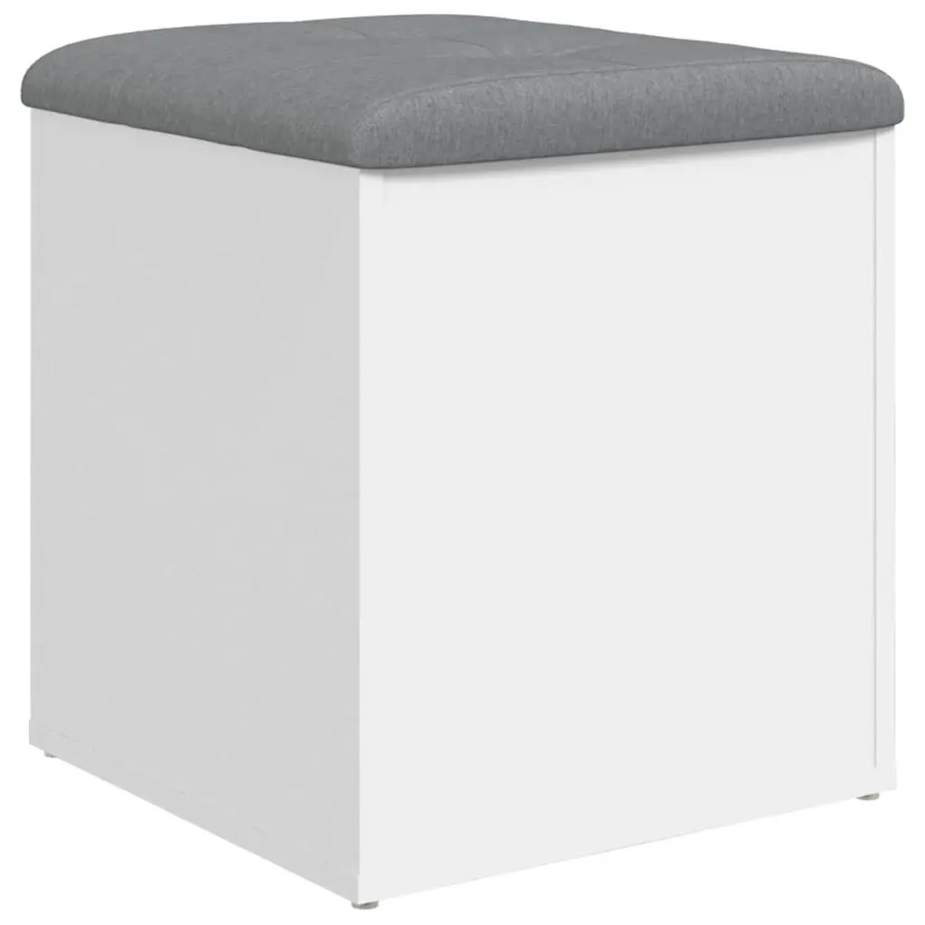 White Storage Bench with Padded Seat, 42x42x45 cm