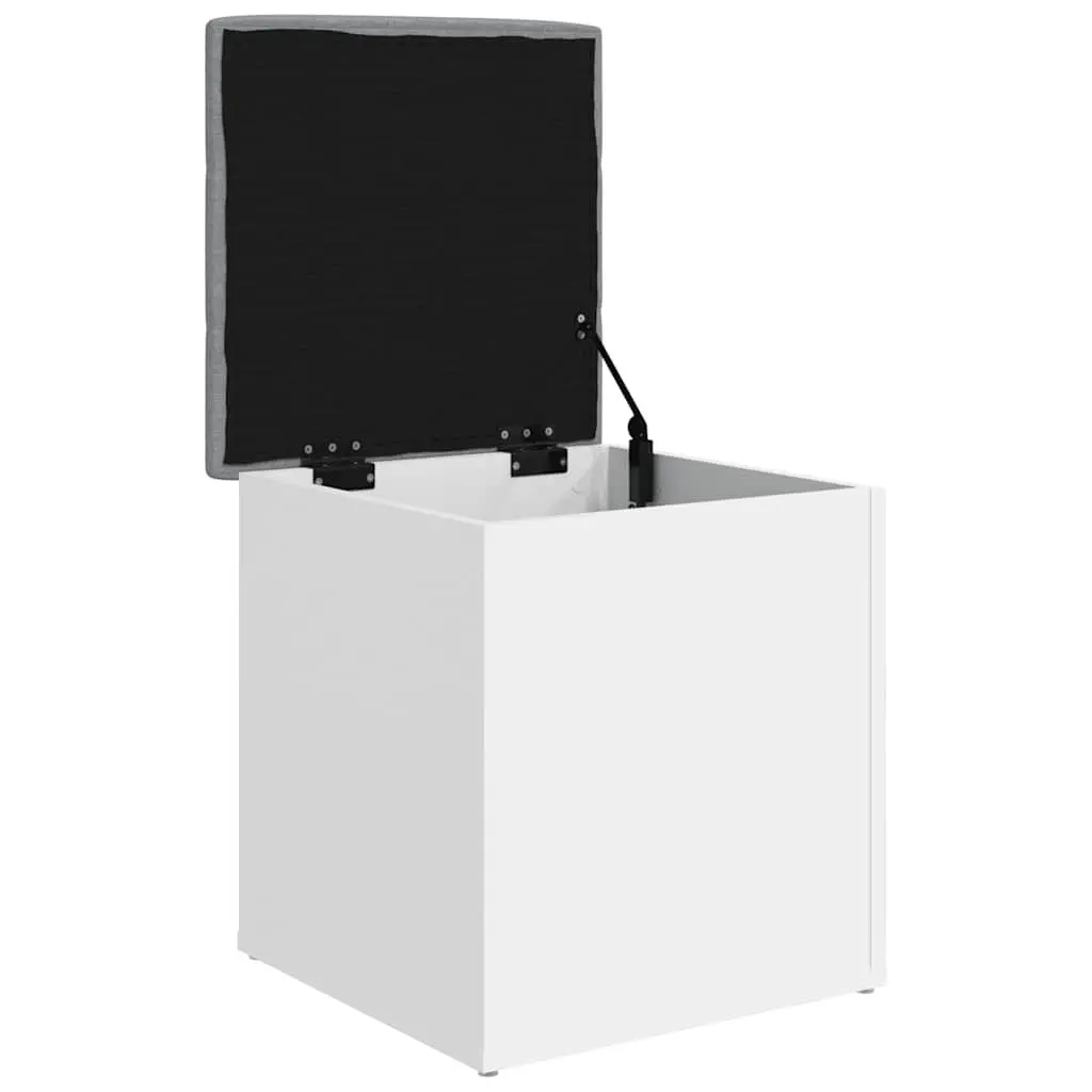 White Storage Bench with Padded Seat, 42x42x45 cm
