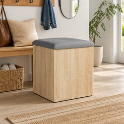 Sonoma Oak Storage Bench with Padded Seat 42x42x45 cm
