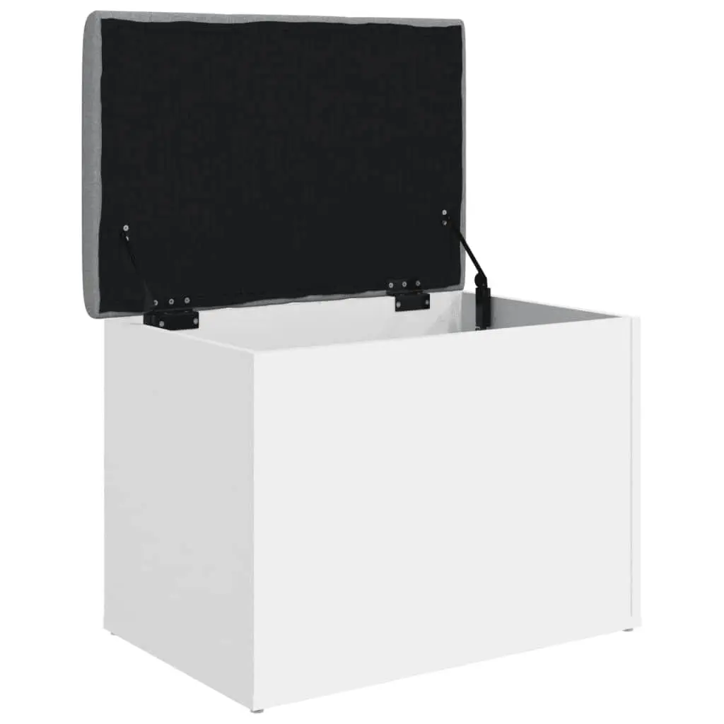 White Storage Bench for Hallway with Cushion Lid