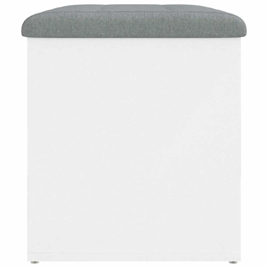 White Storage Bench for Hallway with Cushion Lid