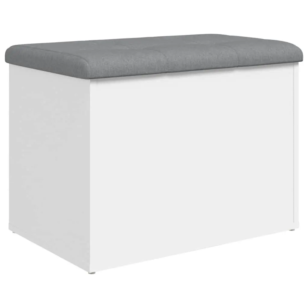 White Storage Bench for Hallway with Cushion Lid
