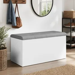 Durable White Storage Bench with Padded Seat 82x42x45 cm