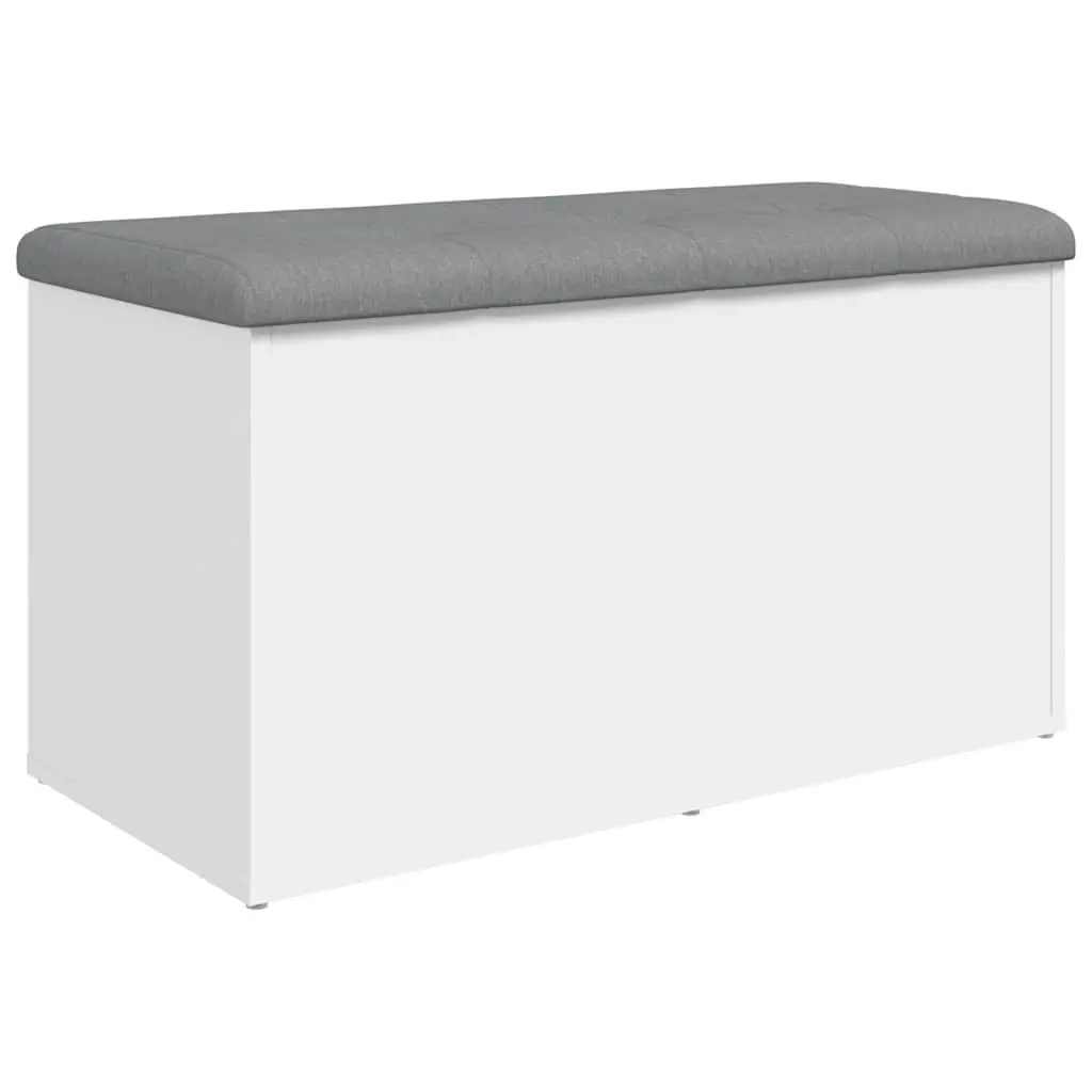 Storage Bench Engineered Wood 82x42x45 cm White Padded Seat Hinged Lid