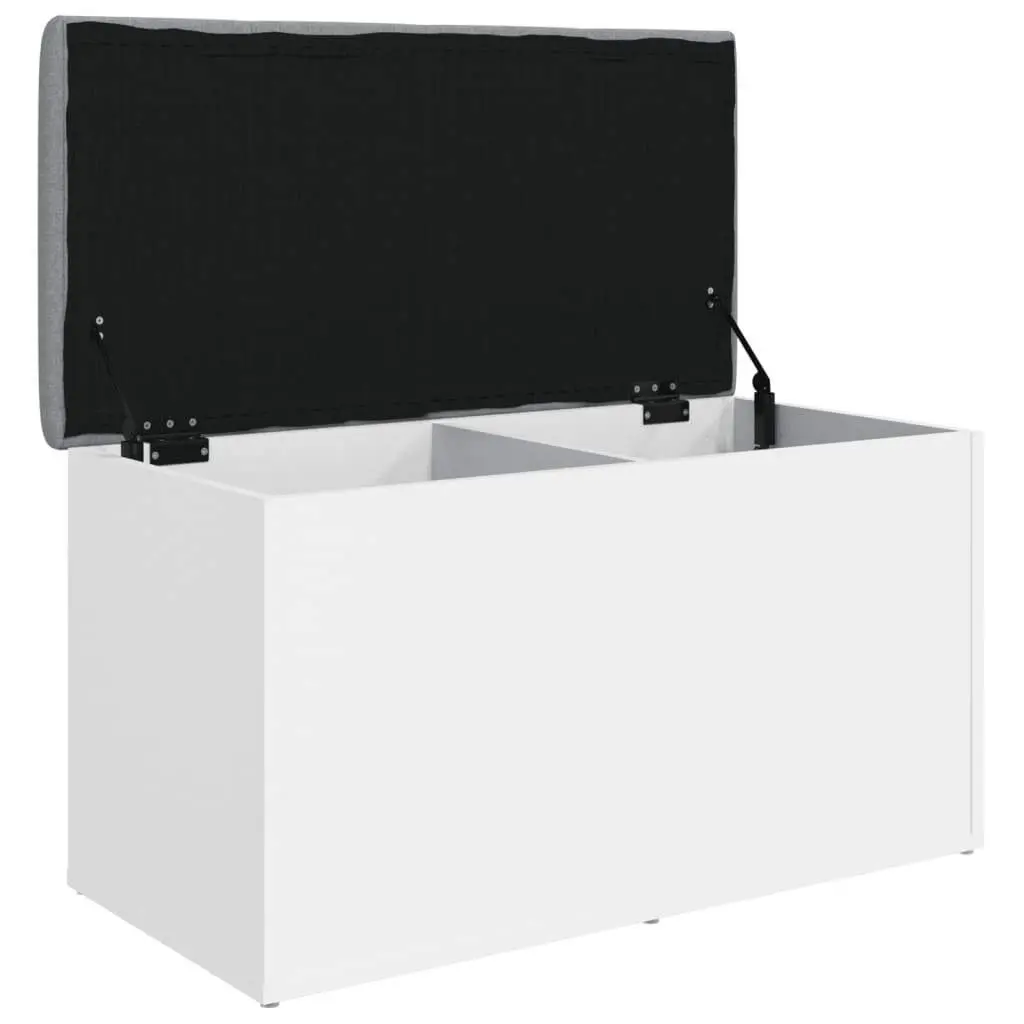 Storage Bench Engineered Wood 82x42x45 cm White Padded Seat Hinged Lid