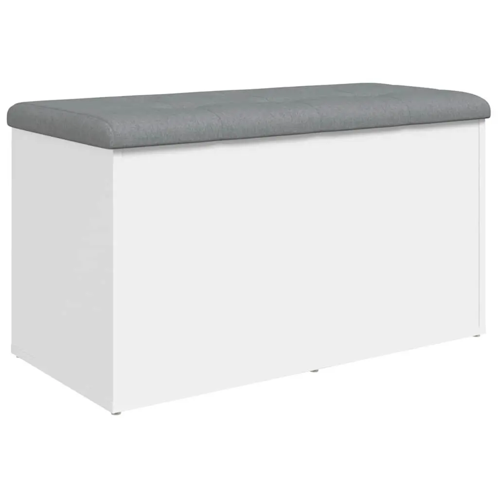 Storage Bench Engineered Wood 82x42x45 cm White Padded Seat Hinged Lid