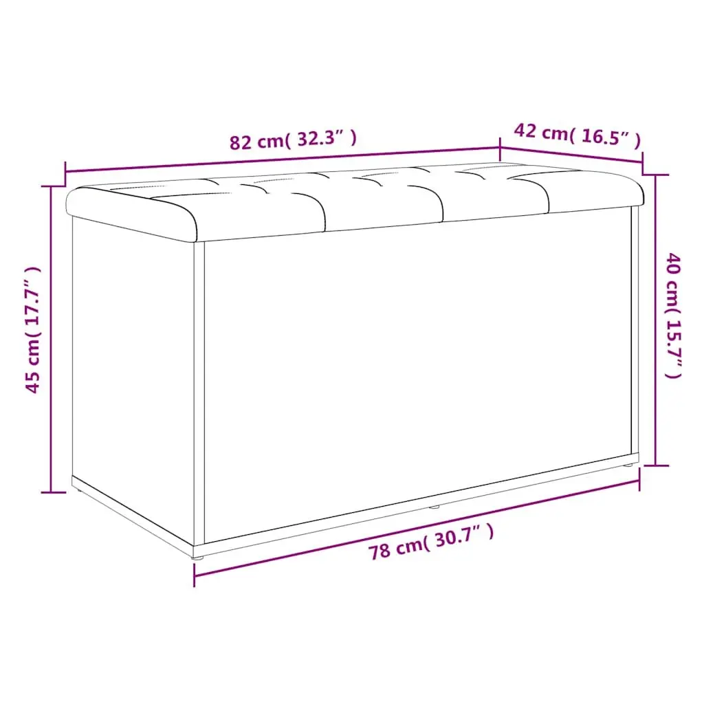 Storage Bench Engineered Wood 82x42x45 cm White Padded Seat Hinged Lid