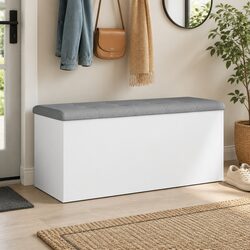 White Storage Bench 102x42x45 cm Engineered Wood Organizer
