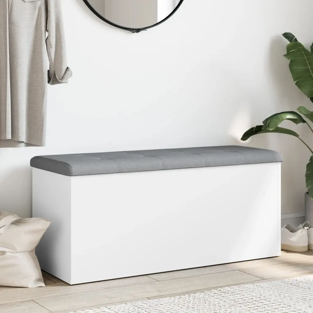 White Storage Bench 102x42x45 cm Engineered Wood Organizer