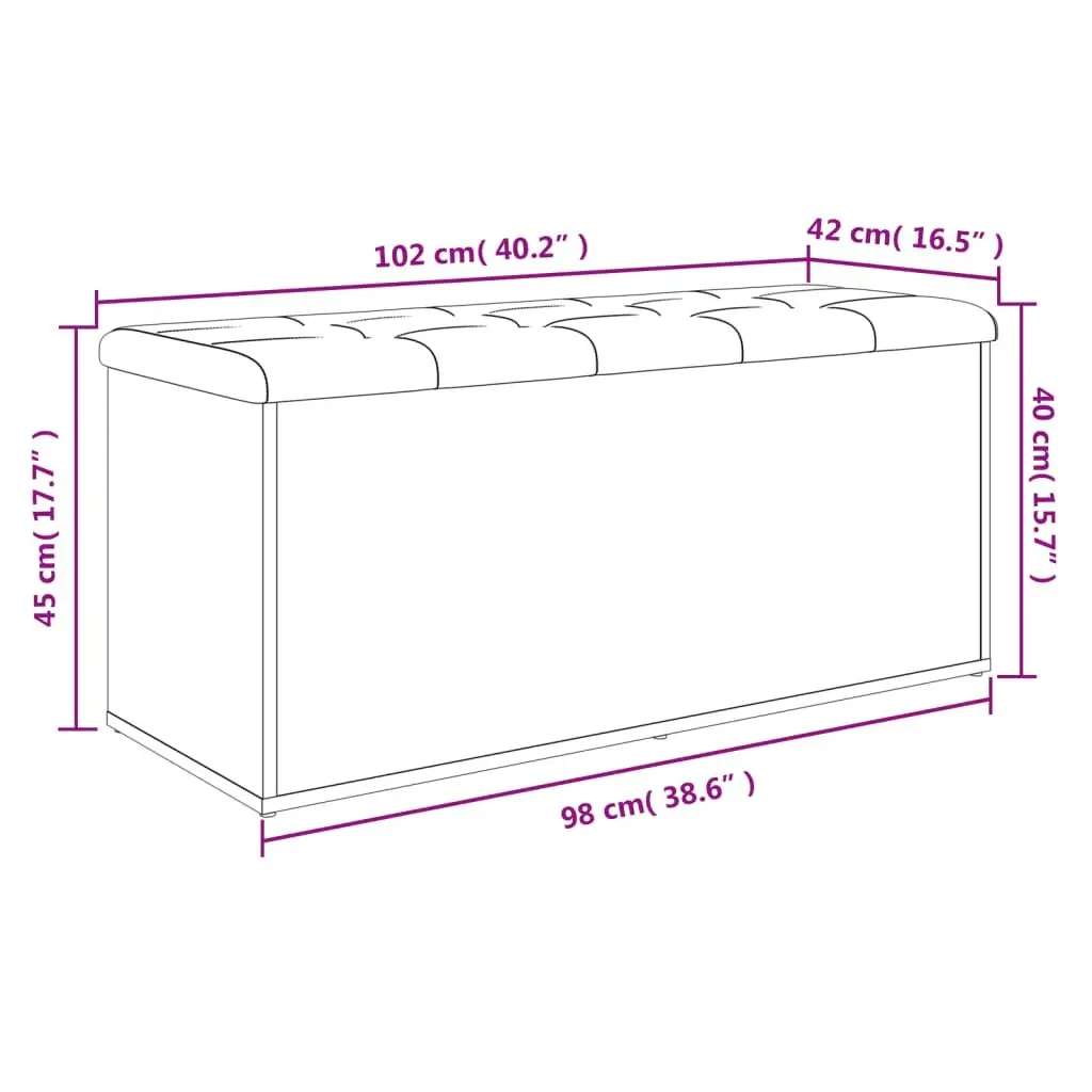 White Storage Bench 102x42x45 cm Engineered Wood Organizer