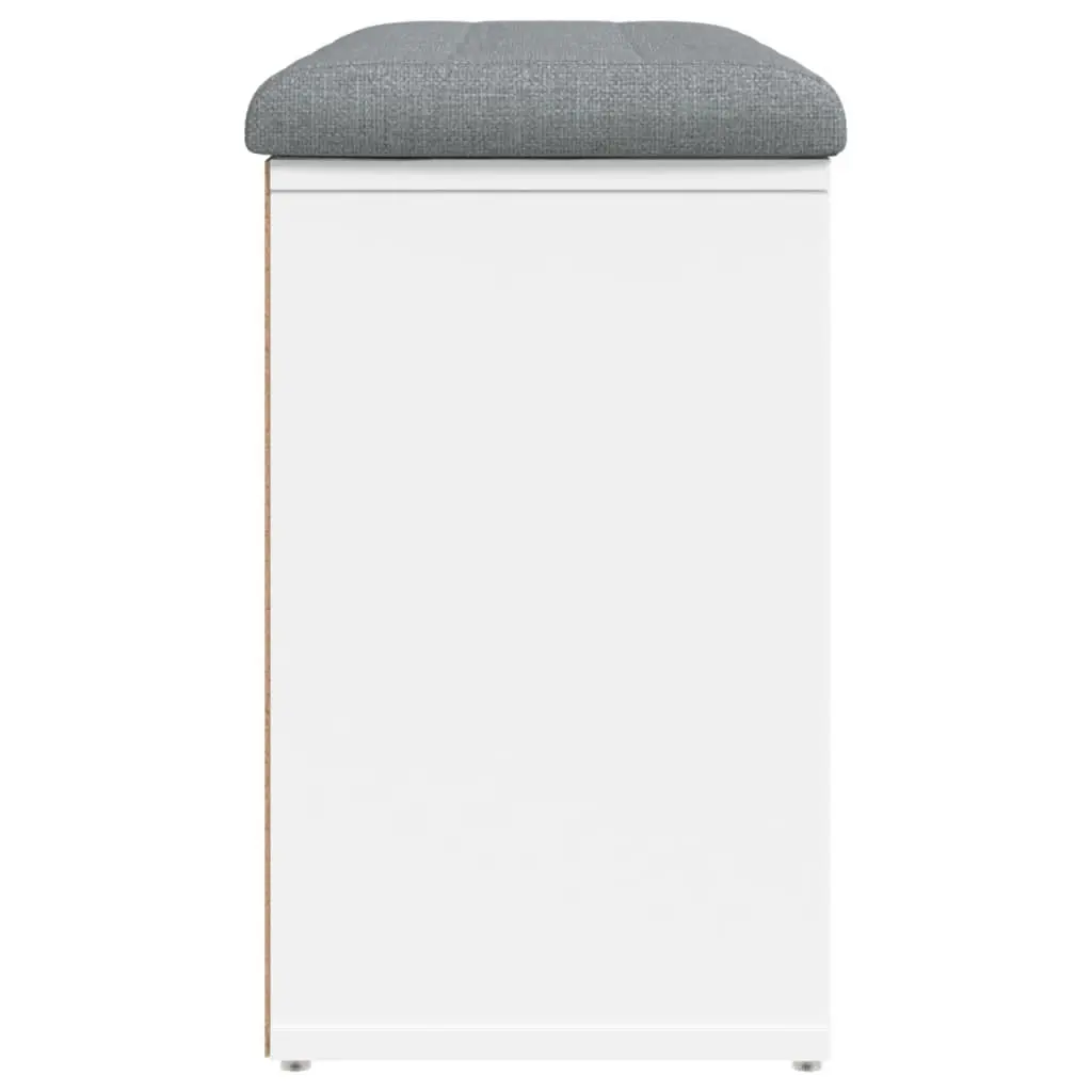 White Shoe Bench with Padded Cushion and Storage